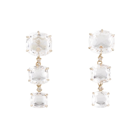 H.STERN 18K White Gold Moonlight Rock Crystal & Diamond Custom Earrings - Picture 5 of 8